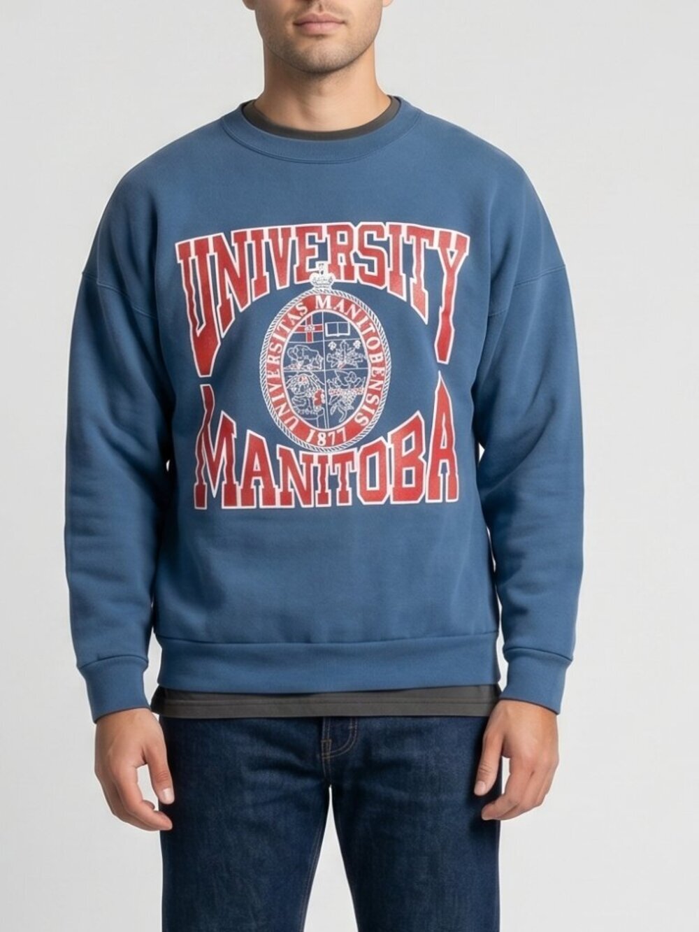 Vintage University of Manitoba Crewneck Sweatshirt Blue 90s Collegiate Canada L